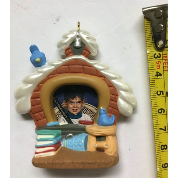 Christmas Ornament "#1 Student" School House Photo frame Hallmark 1998 QX6646 - Picture 2 of 4